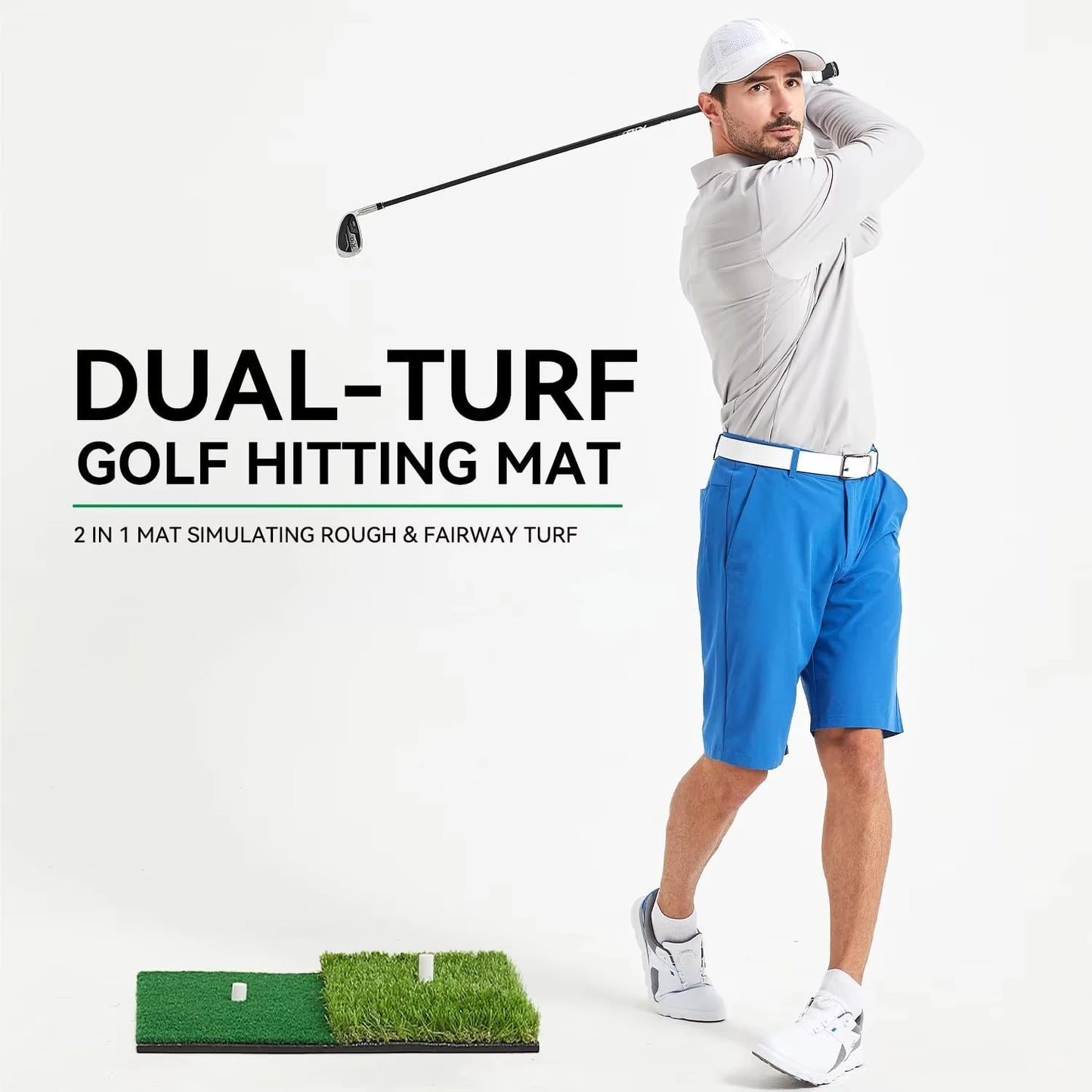 Portable Golf Hitting Mat with Tee Hole